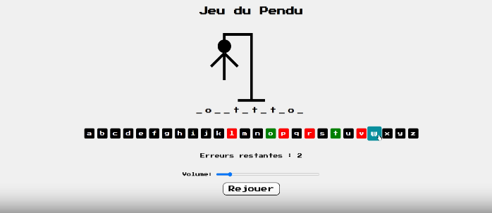 Capture d'écran du Hangman